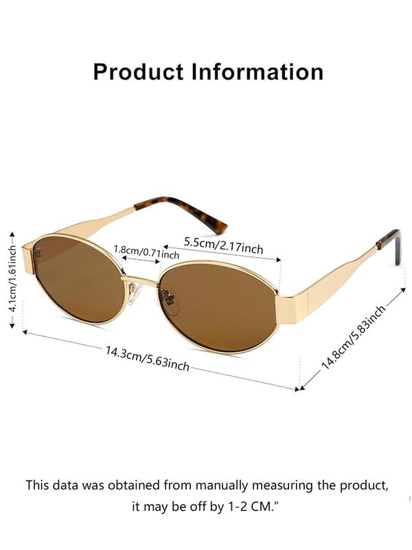 Women's Vintage Oval Frame Sunglasses, Trendy Casual Sunglasses for Everyday Summer Beach Vacation Use, Fashion Accessories for Outdoor Activities