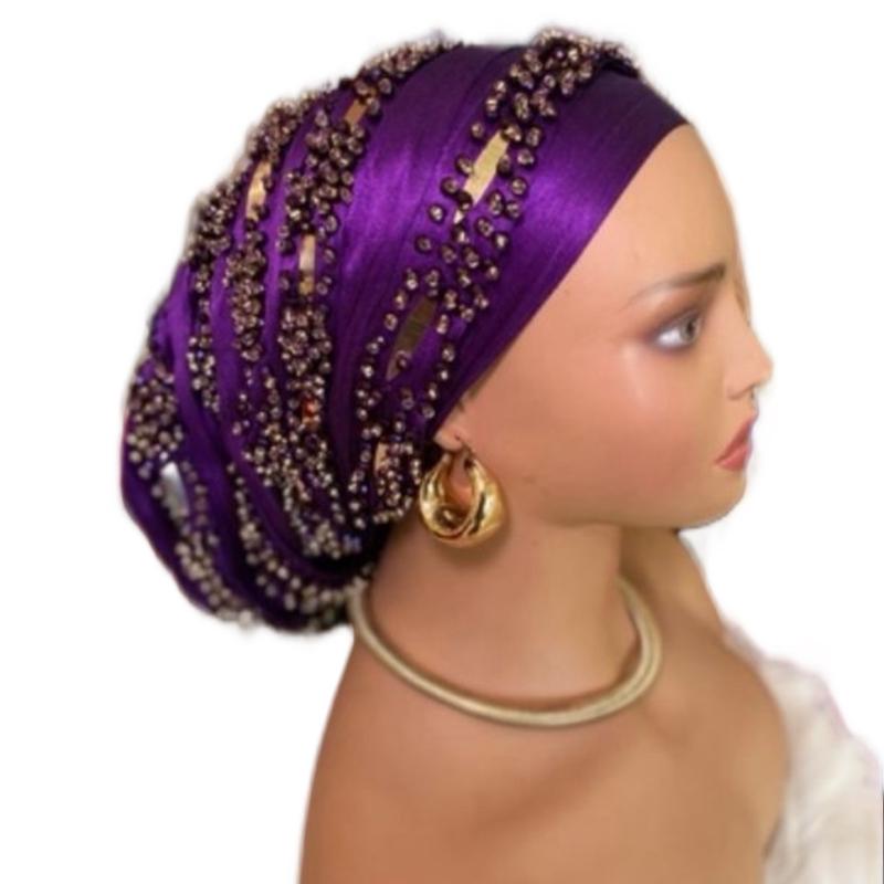 Sha’s Luxury Pleat Turban with Chandelier Embellishment