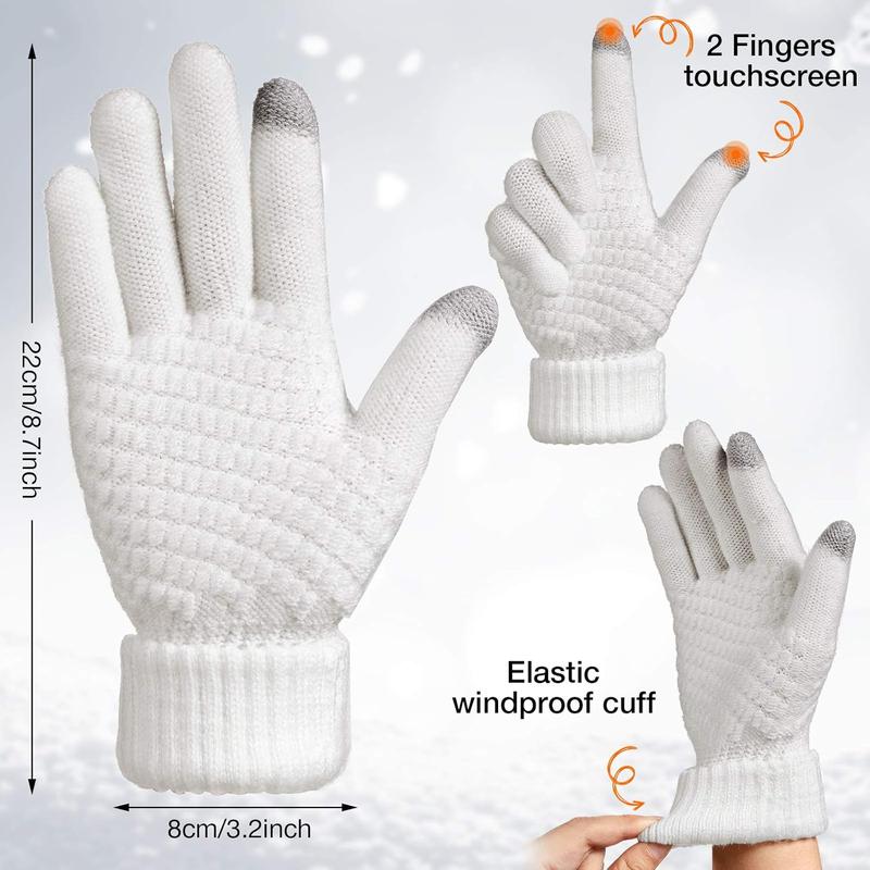 4 count Women Winter Knitted Beanie Hat Glove Set  Cap Touchscreen Gloves