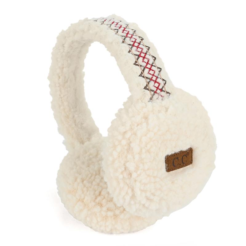 C.C Sherpa with Embroidery Earmuff for Women - Cozy Warmth and Stylish Detailing for Winter