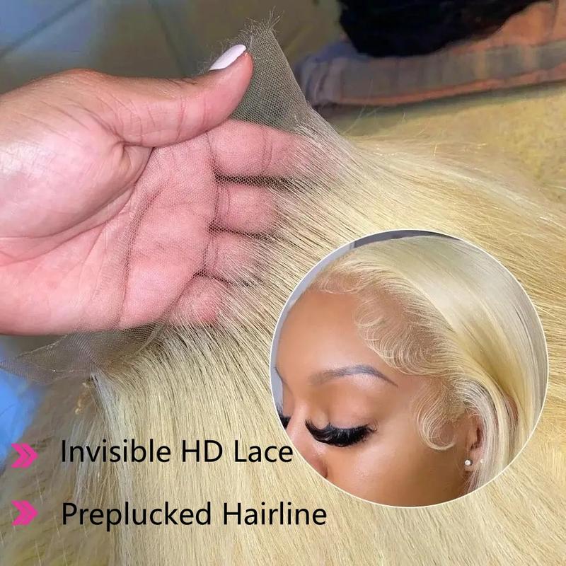 613 Wigs Blonde 13x6 HD Lace Front Wigs Human Hair Pre Plucked Straight 13x4 Lace Front Human Hair Wigs For Women Can Be Dyed 250% Density