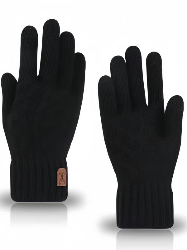 Men's Solid Touch Screen Warm Gloves, Casual Anti Slip Full Finger Gloves for Cycling, Running, Driving, Hiking, Texting, Skiing and Daily Activities