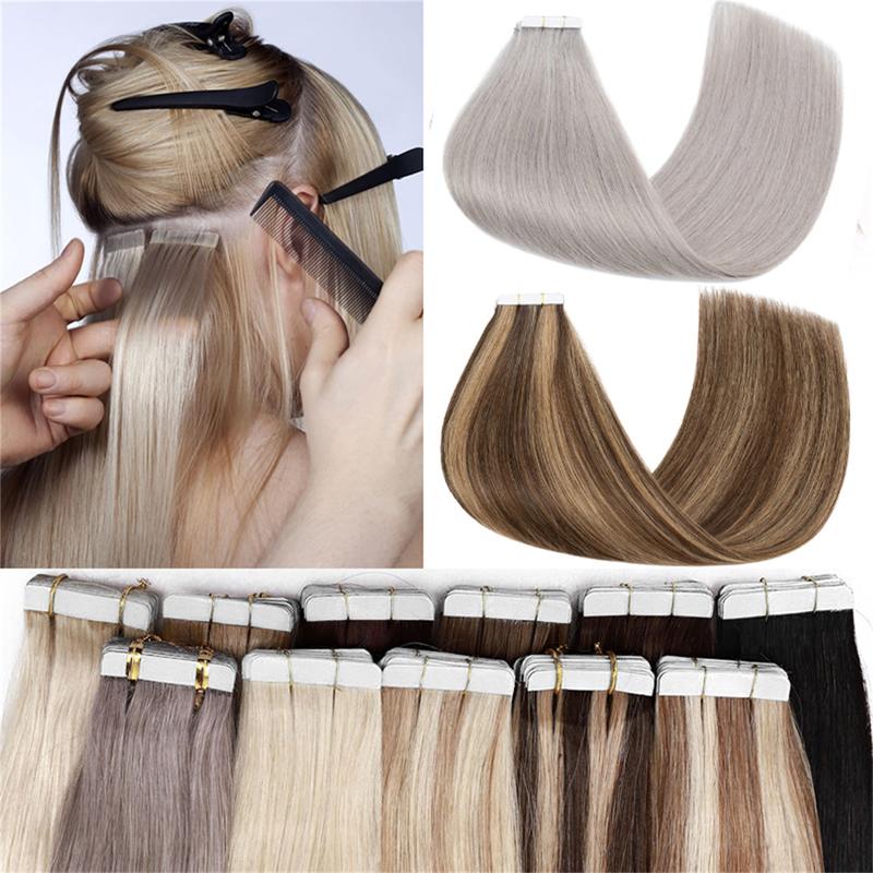 MY-LADY New Upgrade 20pcs Pack Tape In Extensions Remy Human Hair 100% Real Human Hair Extensions For Women