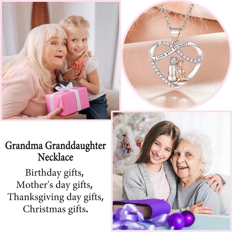 Christmas Gifts for Grandma Granddaughter, Infinity Heart Pendant