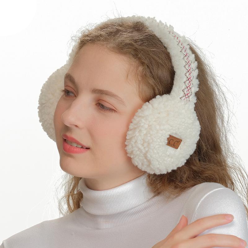 C.C Sherpa with Embroidery Earmuff for Women - Cozy Warmth and Stylish Detailing for Winter