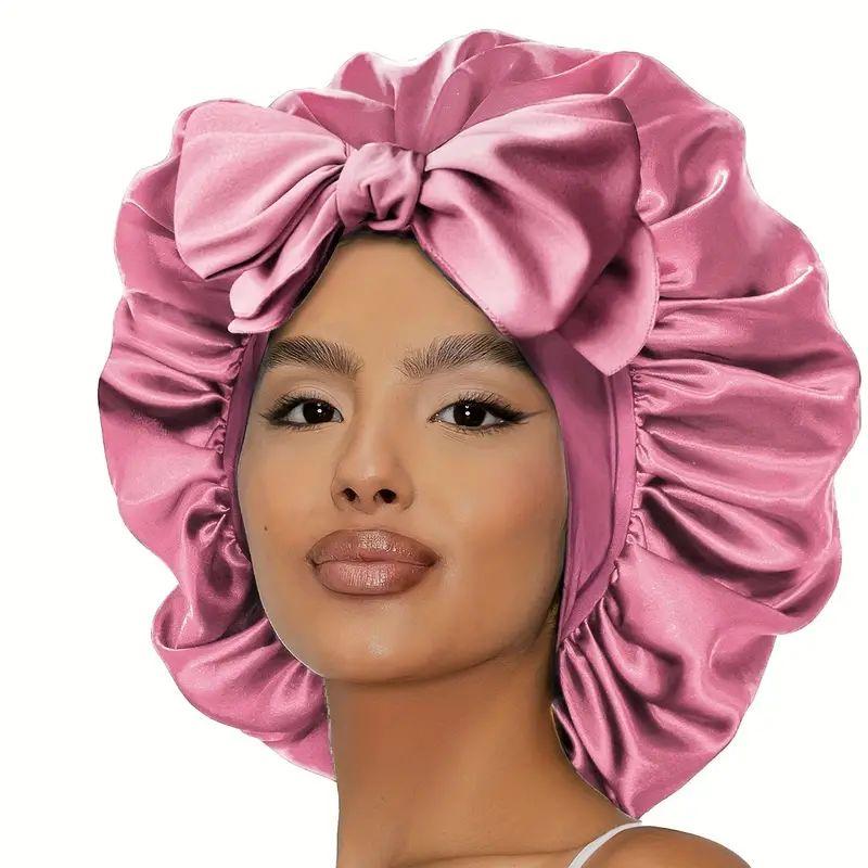 Sleeping Bonnet Outside Silk Stain Adjustable Straps Hair Bonnet With Tie Band Bonnets For Women Natural Curly Hair