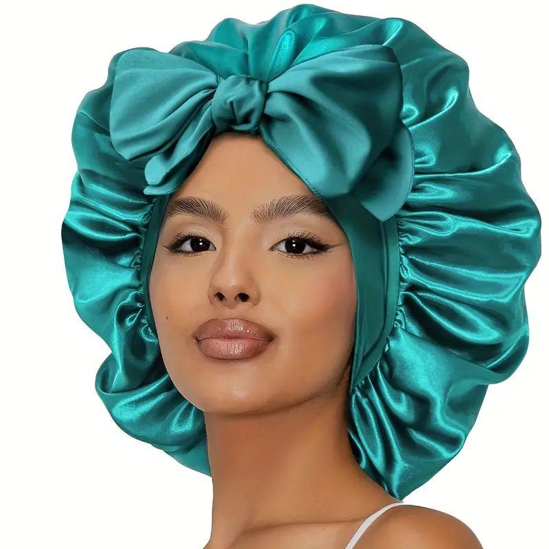 Sleeping Bonnet Outside Silk Stain Adjustable Straps Hair Bonnet With Tie Band Bonnets For Women Natural Curly Hair