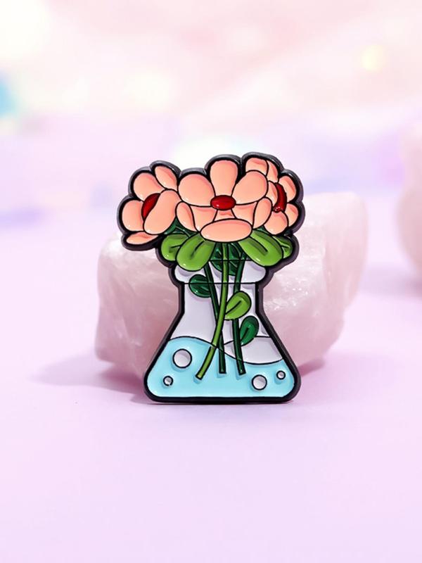 Cartoon Plant Potted Design Brooch, 5pcs Cute Plant Brooches for Party, Daily Clothing Decor, Trendy Exquisite Brooches for Birthday Gift