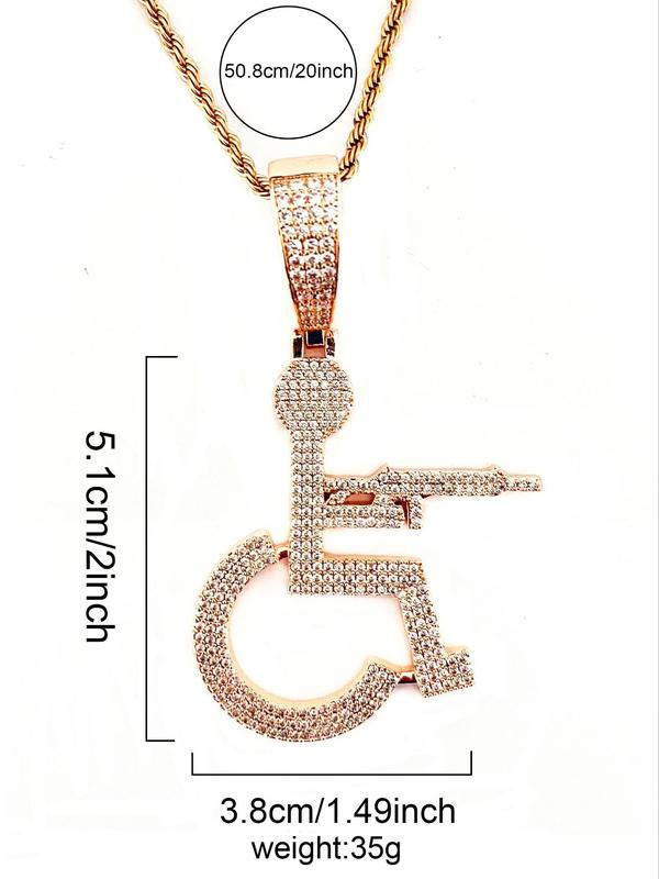 Rhinestone Decor Wheelchair Design Pendant, Street Style Charm for Men, Hip Hop Fashion Jewelry for Party, Daily Decor, Trendy All-match Jewelry for Birthday Gift