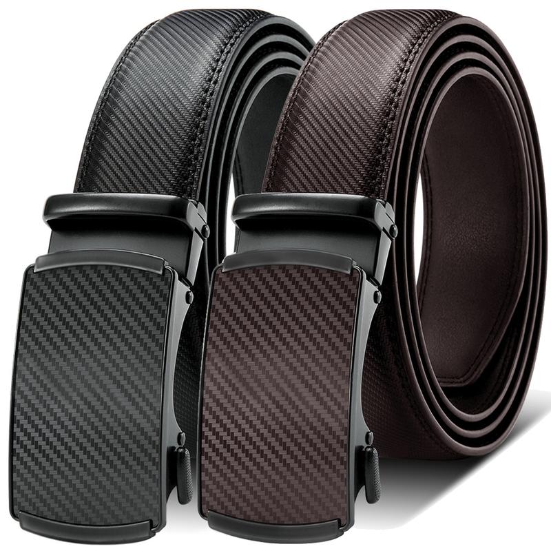 2Pack Men's Belt,Slide Ratchet Belt For Gift Men Dress Pant Shirt Oxfords,Trim To Fit