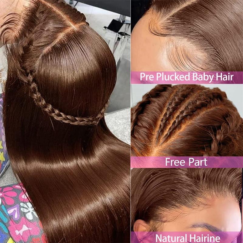 Bling Hair 13x6 Straight Chocolate Brown Lace Front Hair Wigs Brazilian Wigs For Women 13x4 Pre Plucked Honey Brown Lace Frontal Wigs 180Density