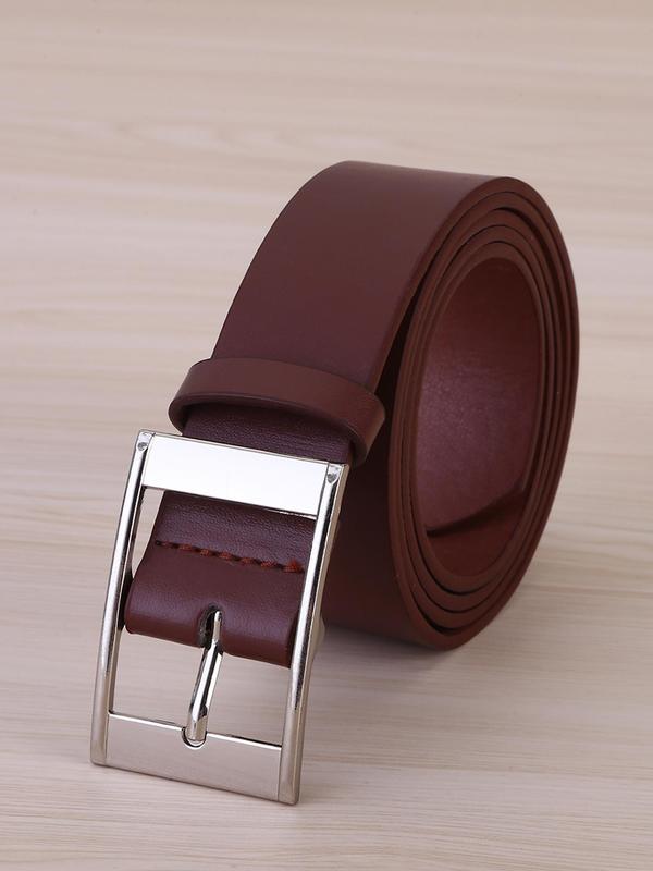 Women's Fashionable Solid Color PU Leather Belt, Casual Pin Buckle Design Waistband for Jeans & Dresses, Trendy All-match & Exquisite Belt for Birthday Gift