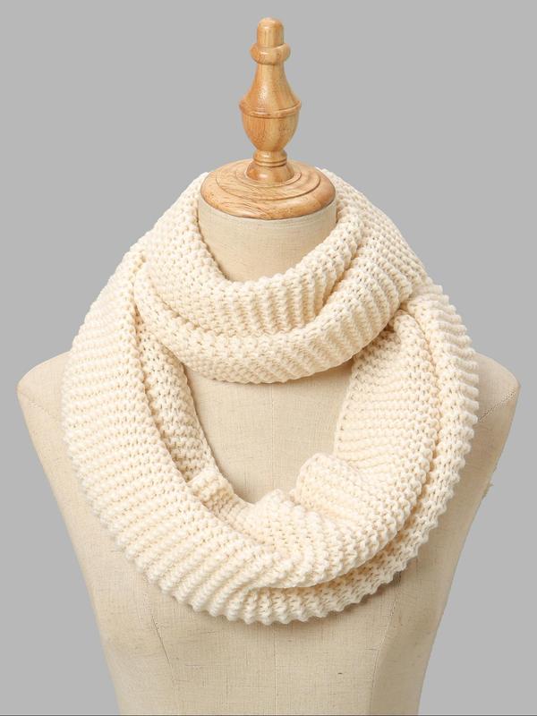 Women's Solid Color Knit Scarf, Casual Soft Warm Thickened Neck Warmer for Fall & Winter, Fashion Accessories for Women & Girls