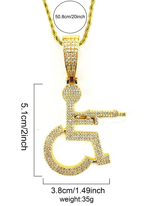 Rhinestone Decor Wheelchair Design Pendant, Street Style Charm for Men, Hip Hop Fashion Jewelry for Party, Daily Decor, Trendy All-match Jewelry for Birthday Gift