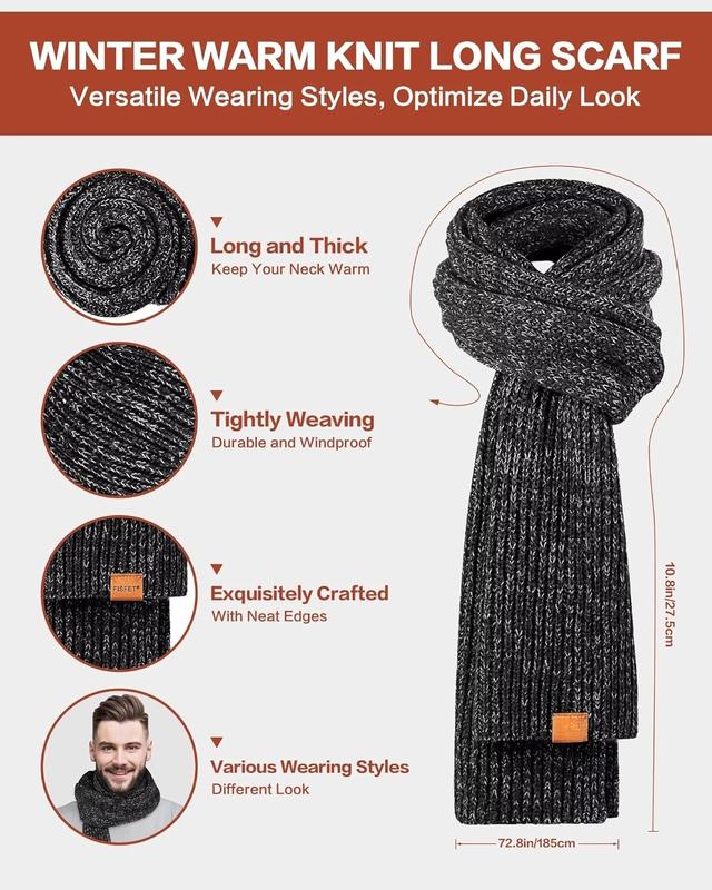 Winter Hat Gloves Scarf Set for Men Women, Mens Beanie Long Scarf Touchscreen Gloves for Cold Weather, 3 in 1 Warm Gift Set