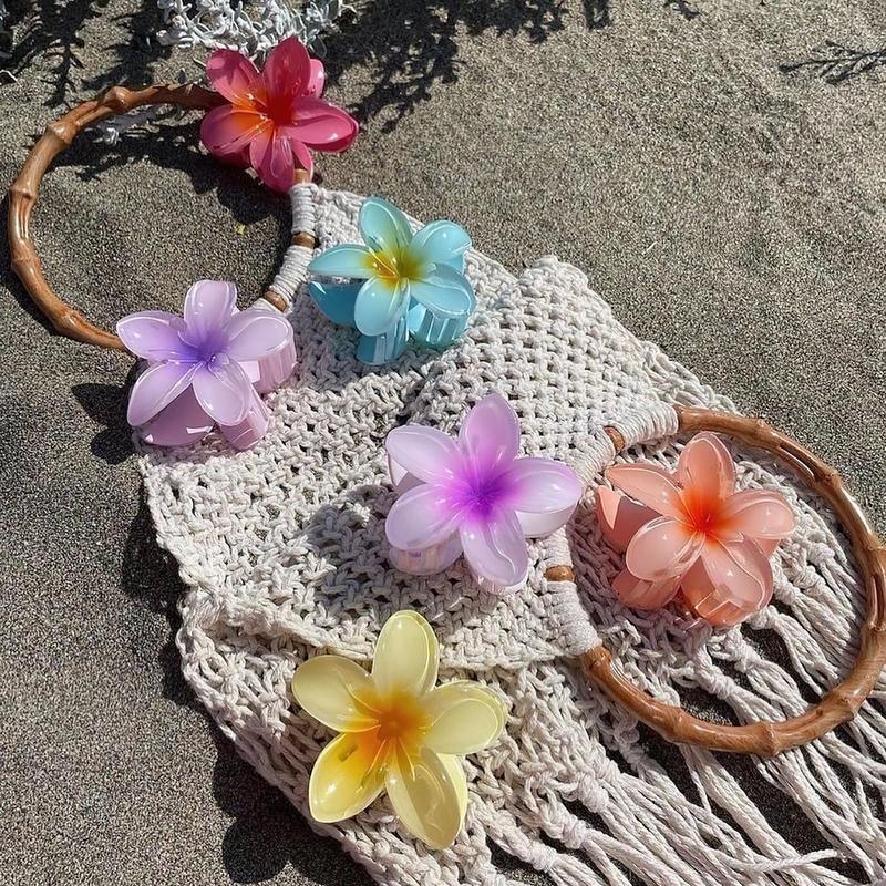 Flower Hair Claw Clips-4PCS for Thick Hair,Strong Hold Nonslip,Hawaiian,Cute Large Clips,Banana Clip for Thin,Hair Accessories