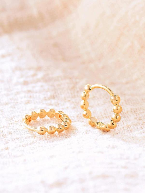 1 Pair Women's Elegant Minimalist Beaded Hoop Earrings, Gorgeous Trendy Hoop Earrings, Fashionable Jewelry As Birthday Gift for Girlfriend