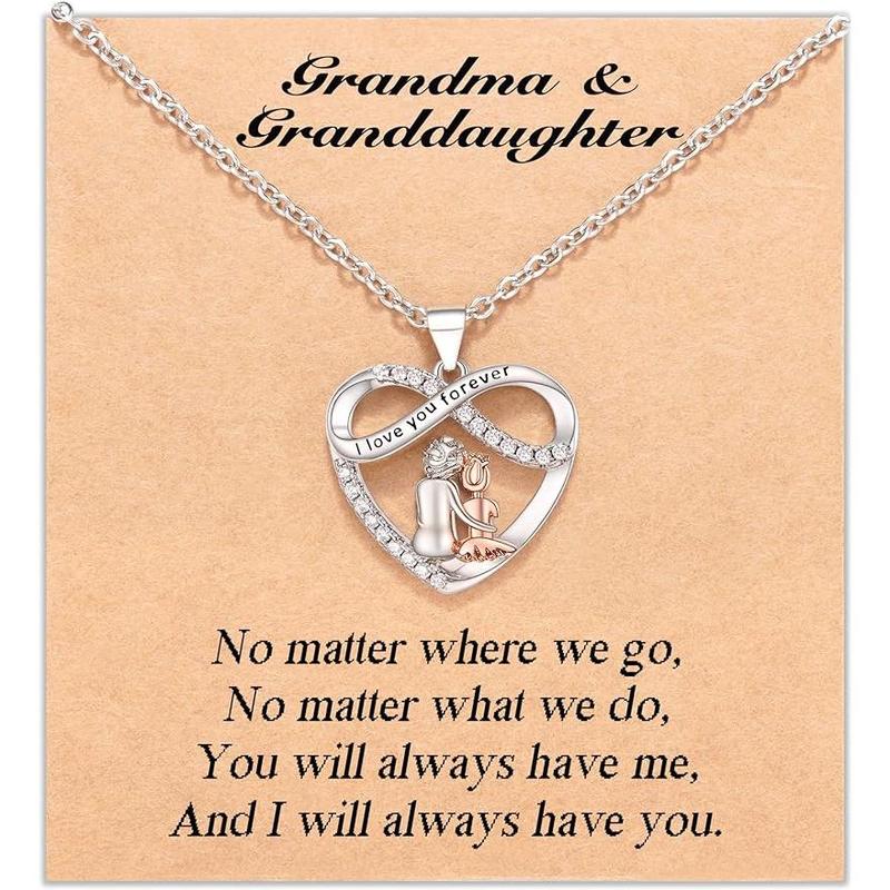 Christmas Gifts for Grandma Granddaughter, Infinity Heart Pendant