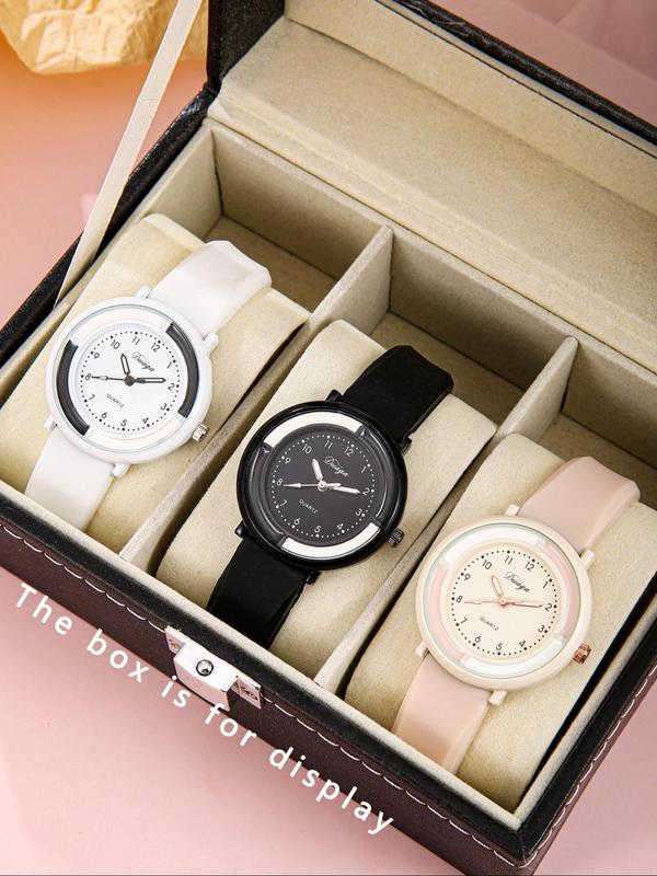 Women's Elegant Fashion Round Dial Quartz Watch, with Box, Fashion Watch Set for Party, Daily Decor, Trendy All-match & Exquisite Watch Set for Birthday Gift