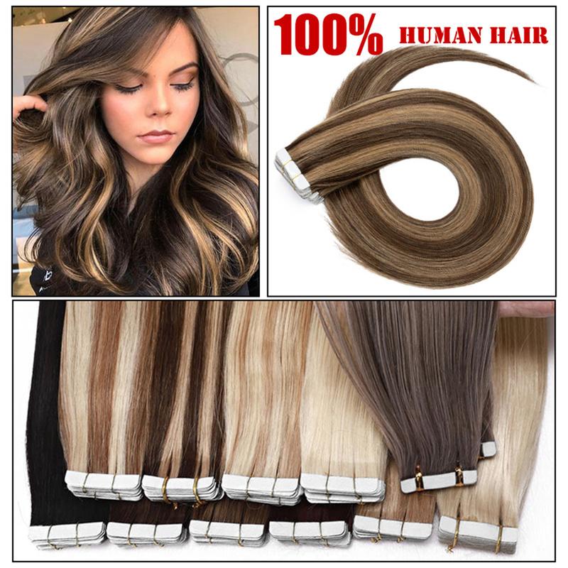 MY-LADY New Upgrade 20pcs Pack Tape In Extensions Remy Human Hair 100% Real Human Hair Extensions For Women