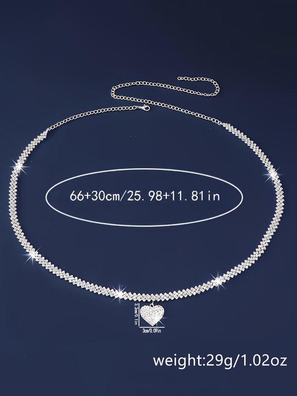 Women's Elegant Rhinestone Heart Decor Waist Chain, Exquisite Trendy Waist Chain, Chic Body Jewelry for Party & Daily Clothing Decor