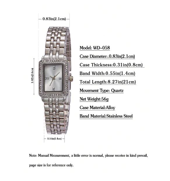 Ladies' Stainless Steel Strap Trendy Quartz Watch With Rhinestone Decor