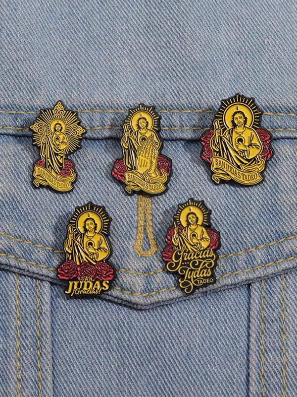 Creative Religion Series Brooch, Fashion Cartoon Jesus Design Brooch, Enamel Pin Suitable for Backpacks, Jeans, Scarves, Hats Decoration for Men & Women