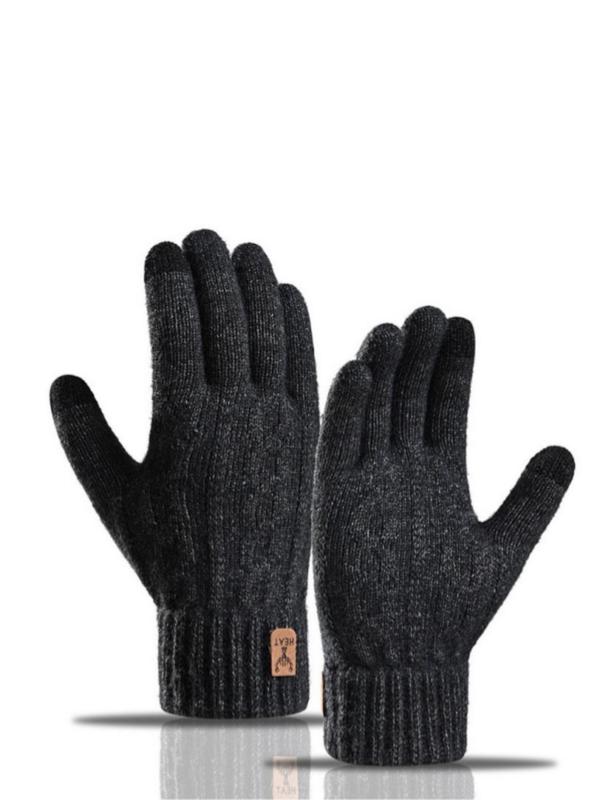 Men's Solid Touch Screen Warm Gloves, Casual Anti Slip Full Finger Gloves for Cycling, Running, Driving, Hiking, Texting, Skiing and Daily Activities