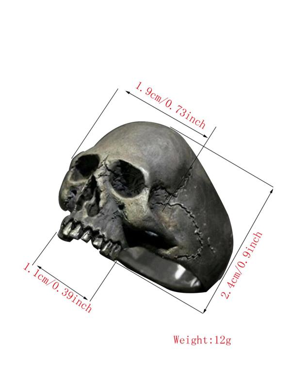 Men's Street Style Horror Skull Design Promise Ring, Punk Skull Ring, Fashion Party Vintage Jewelry, Punk Accessories for Men & Women