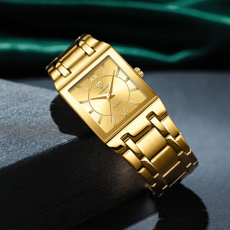 [Livestream Deal] Liebig Frame - Gold Rectangular Stainless Steel Quartz Wristwatch for Men