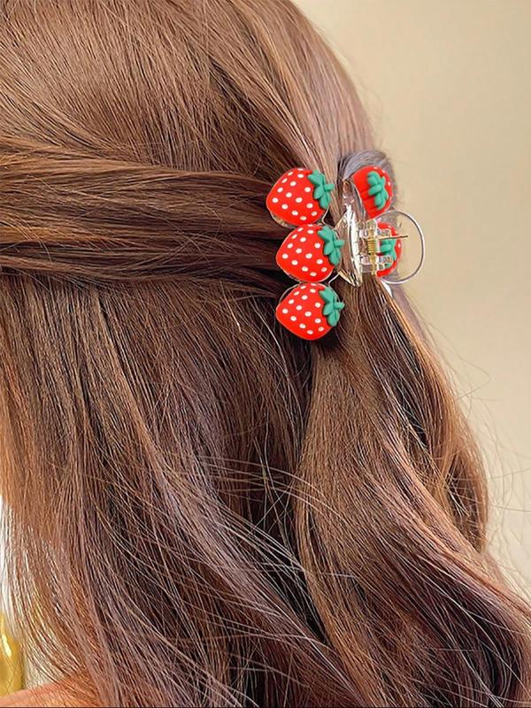 Cute Strawberry Design Hair Claw, Fashionable Plastic Mini Hair Claw Clip Hair Accessories for Women & Girls, Lovely Hairwear for Daily Used