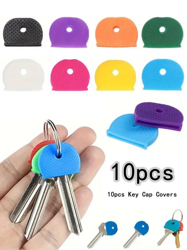 Random Color Key Cap Covers, 10pcs set Silicone Key Cap Covers for Keychain, Versatile Accessories for Door Key & Car Keys for Daily Use