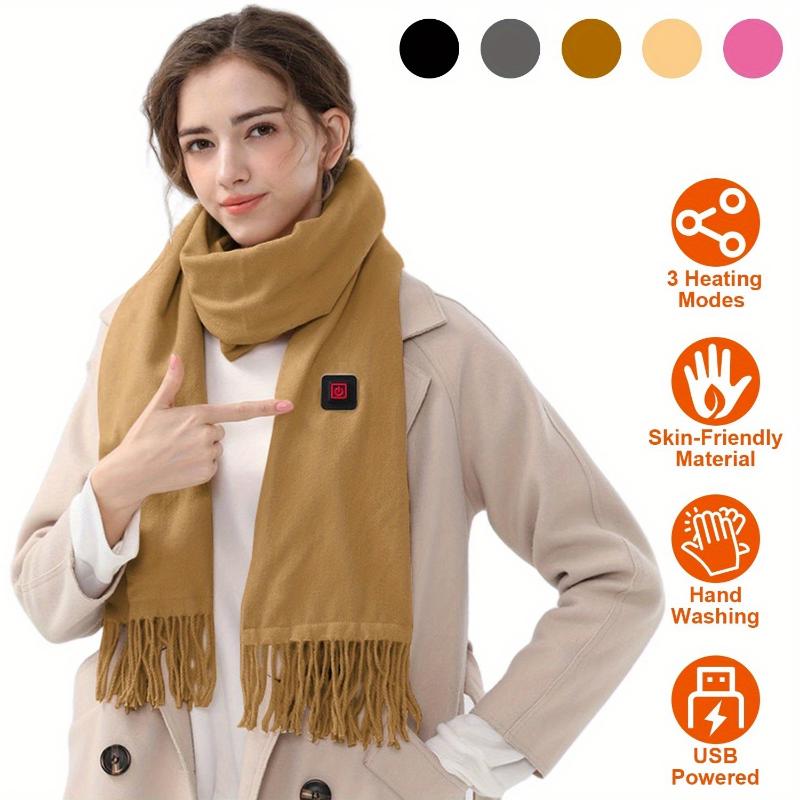 Electric Heated Winter Scarf USB Heating Neck Wrap Unisex Heated Neck Shawl Soft Warm Scarves 3 Heating Modes for Outdoor Cycling Skiing Skating