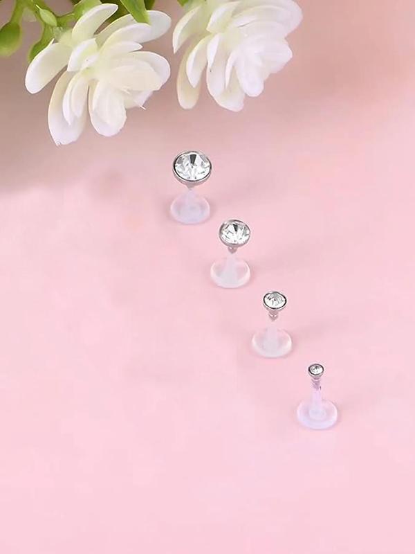 Cute Rhinestone Decorated Lip Studs, Cartilage Earrings, Body Piercing Jewelry Set, Women's Jewelry for Party, Daily Decor, Trendy All-match & Exquisite Jewelry for Birthday Gift