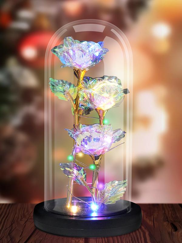 2 Piece Gifts Set for Women,  Light Up Rose in Glass-Preserved Rose with Heart Necklace,Gifts for Mom boyfriend Wife Women Sister Grandma Girlfriend Her, Mothers Gifts Day from Daughter Son Birthday Christmas Valentines Day rose box