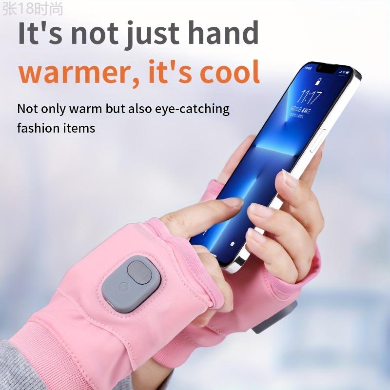 USB Rechargeable Heated Gloves, Spandex Fingerless Touchscreen Gloves, Casual Style, Solid Color, Elastic, with Striped Craftsmanship, for Outdoor Warmth, Unisex