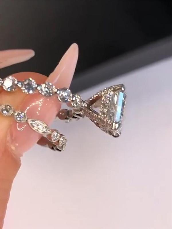 Women's Elegant Rhinestone Decorated Rings, 2pcs set Fashion Gorgeous Rings for Wedding Party, Engagement Gift for Women