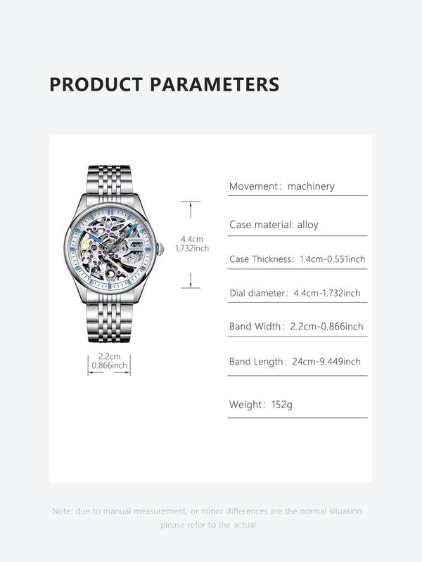 Men's Business Fashion Automatic Round Dial Mechanical Watch with Engraved Pattern, Elegant All-match Fashion Accessories for Girlfriend for Daily Wear, Exquisite Accessories for Birthday Gifts