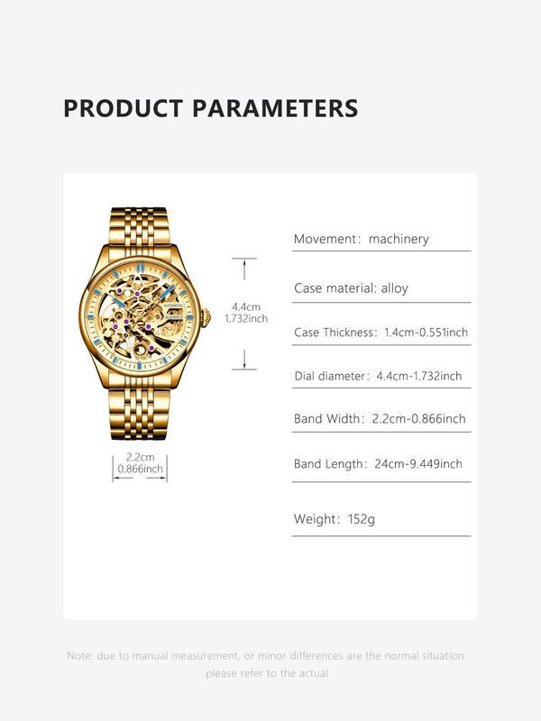 Men's Business Fashion Automatic Round Dial Mechanical Watch with Engraved Pattern, Elegant All-match Fashion Accessories for Girlfriend for Daily Wear, Exquisite Accessories for Birthday Gifts