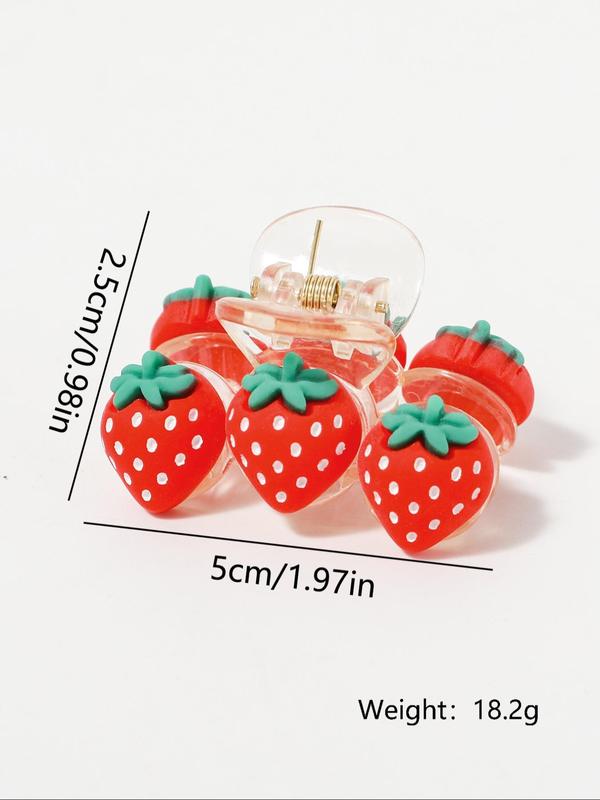 Cute Strawberry Design Hair Claw, Fashionable Plastic Mini Hair Claw Clip Hair Accessories for Women & Girls, Lovely Hairwear for Daily Used