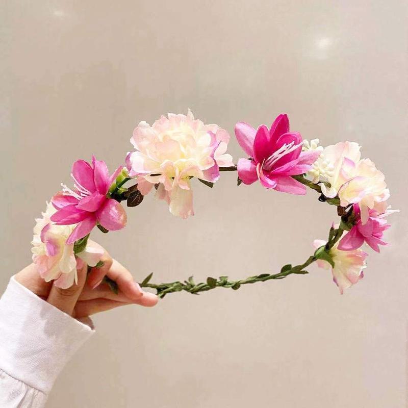 New Fashion Flower Crown Bride Wedding Hair Accessories Gorgeous Flower Headbands Braided Hair Ornament For Women Girl Wreath