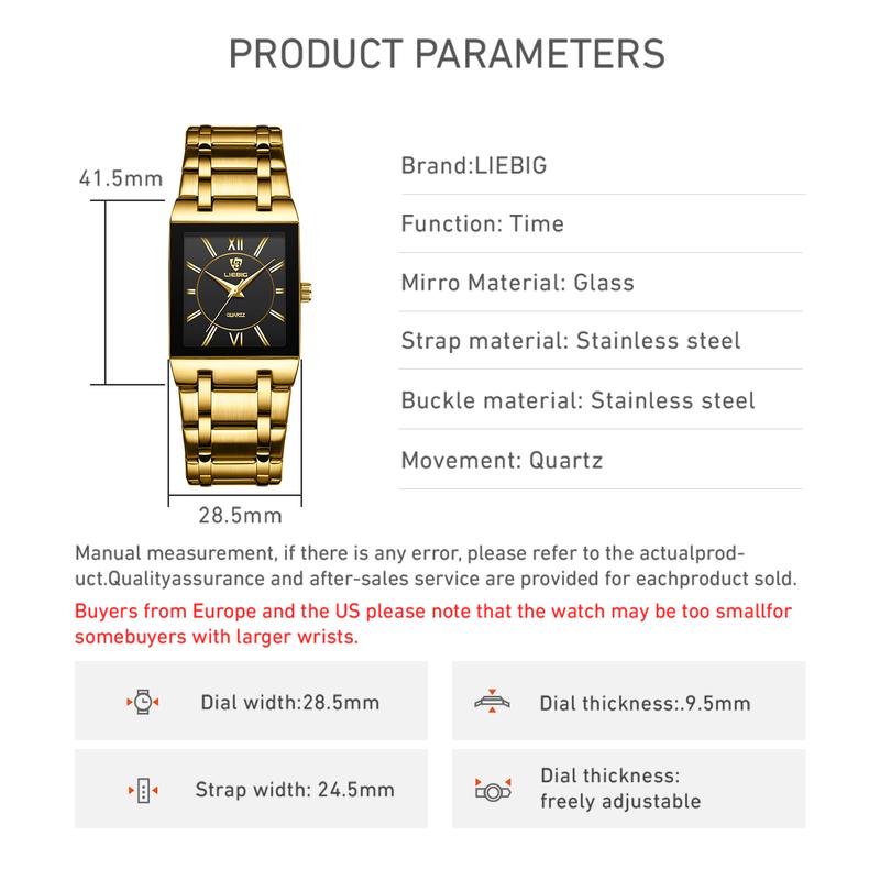 [Livestream Deal] Liebig Frame - Gold Rectangular Stainless Steel Quartz Wristwatch for Men