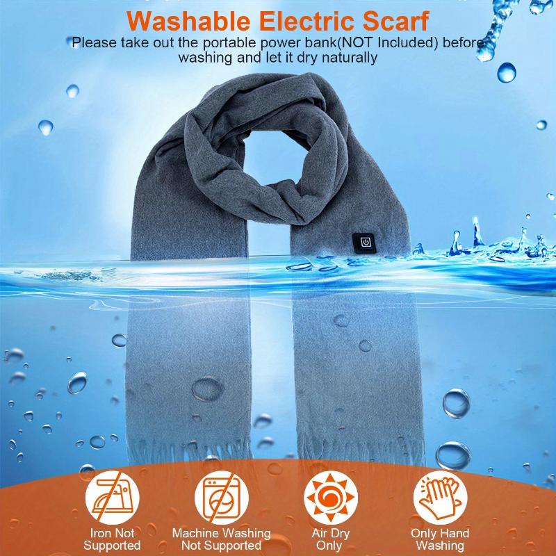 Electric Heated Winter Scarf USB Heating Neck Wrap Unisex Heated Neck Shawl Soft Warm Scarves 3 Heating Modes for Outdoor Cycling Skiing Skating