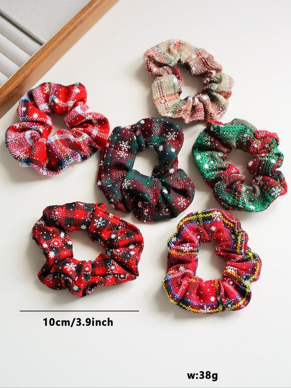 Christmas Themed Hair Scrunchies, Cute Snowflake Pattern Hair Ties, High Stretch Hair Ties, Fashion Hair Accessories for Women & Girls