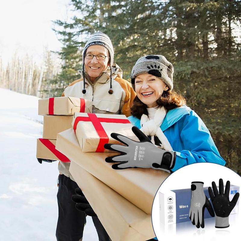 Waterproof Gloves for Men & Women,Winter Work Gloves for Cold Weather,Waterproof Work Gloves with Grip,Winter Freezer Gloves for Working,Gardening, Fishing, Construction Worker (Grey,Medium)