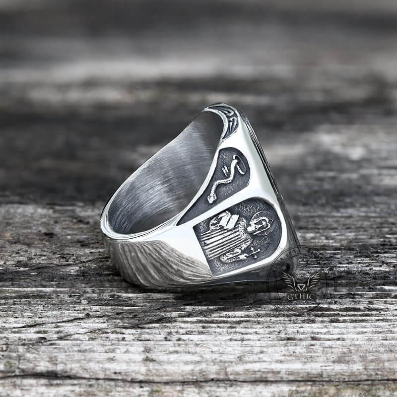 GTHIC St. Benedict Medal Stainless Steel Ring for Men Women Statement Jewelry Fashion Accessories