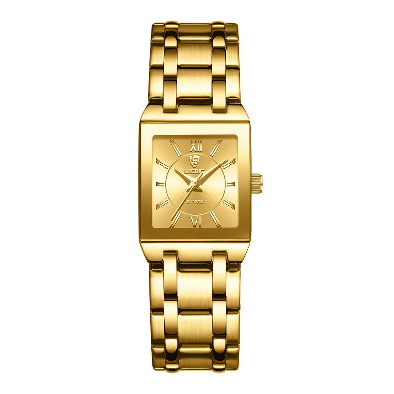 [Livestream Deal] Liebig Frame - Gold Rectangular Stainless Steel Quartz Wristwatch for Men