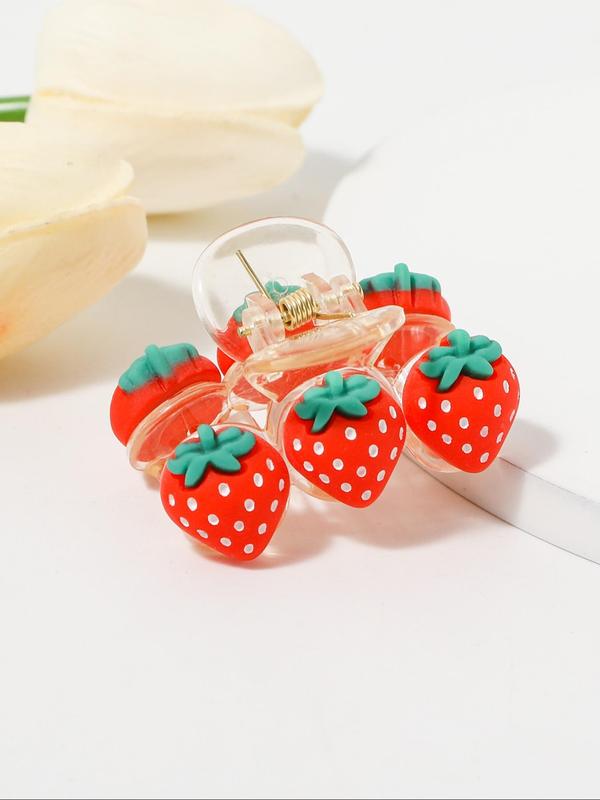 Cute Strawberry Design Hair Claw, Fashionable Plastic Mini Hair Claw Clip Hair Accessories for Women & Girls, Lovely Hairwear for Daily Used