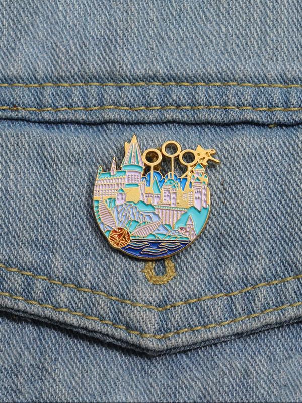 Cartoon Magic Castle Design Brooch, Cute Enamel Pin for Daily Clothing Decor, Trendy All-match & Exquisite Brooch for Birthday Gift