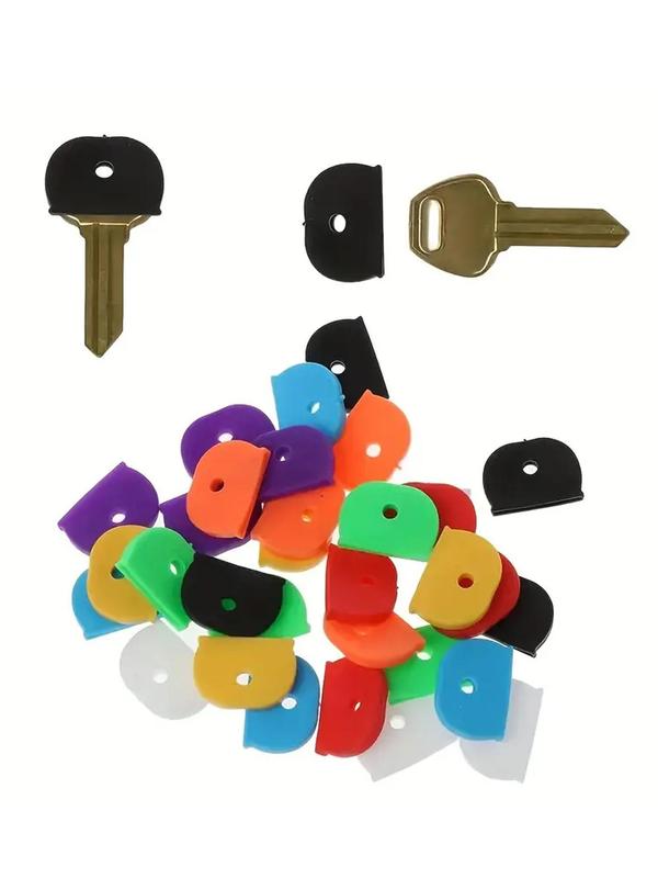 Random Color Key Cap Covers, 10pcs set Silicone Key Cap Covers for Keychain, Versatile Accessories for Door Key & Car Keys for Daily Use